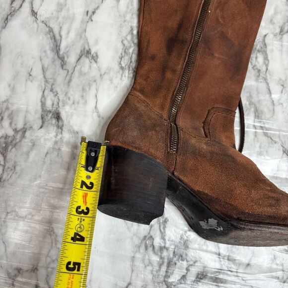 Freebird BLAIN over the knee boots block heel leather brown western size 9 boho - Picture 7 of 8